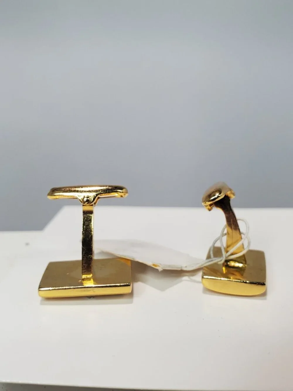Vintage 14K Gold-Plated Brass & Rhinestone Tie Clip & Cufflinks 3-Piece Set